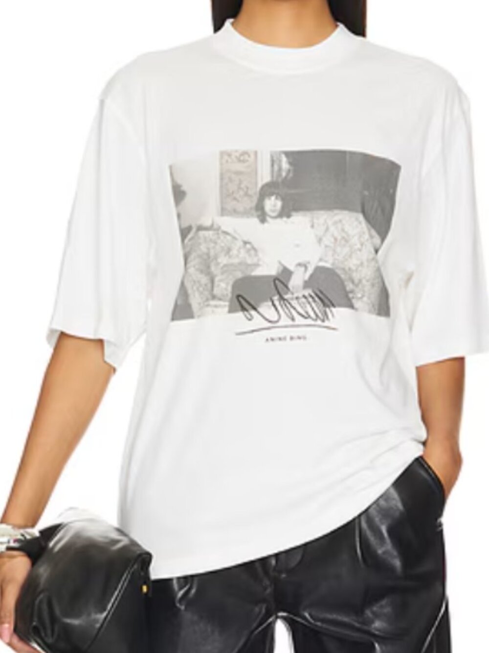 ANINE BING - Avi Mick Jagger Tee - Women's  - L Oversized Jersey Knit T Shirt